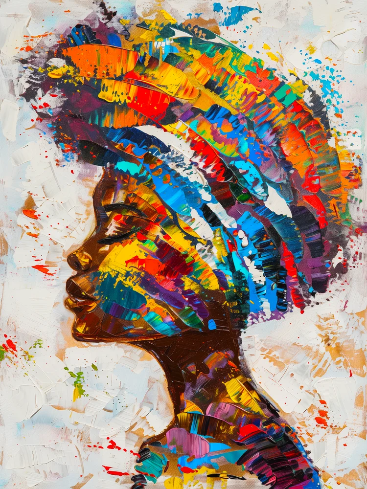 Tablou canvas: Profil Colorat cu Influențe Africane - Thumbnail 2