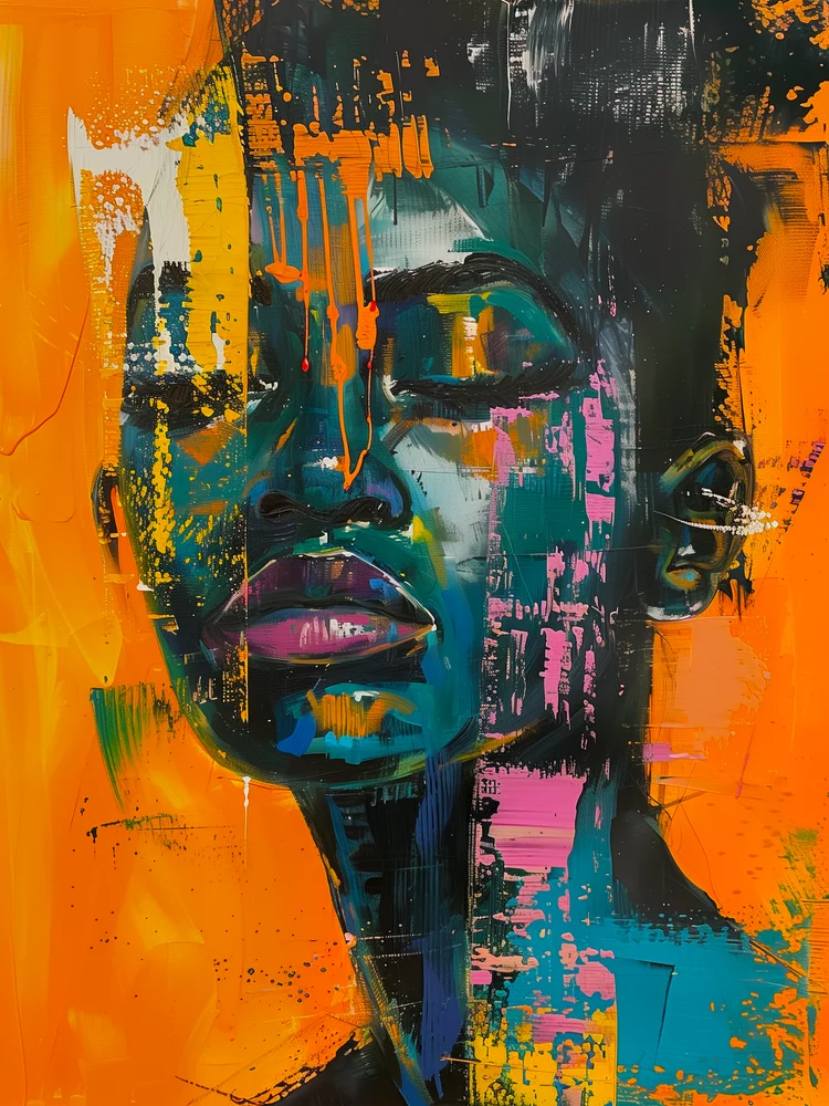 Tablou canvas: Portret Abstract în Culori Vibrante - Thumbnail 2