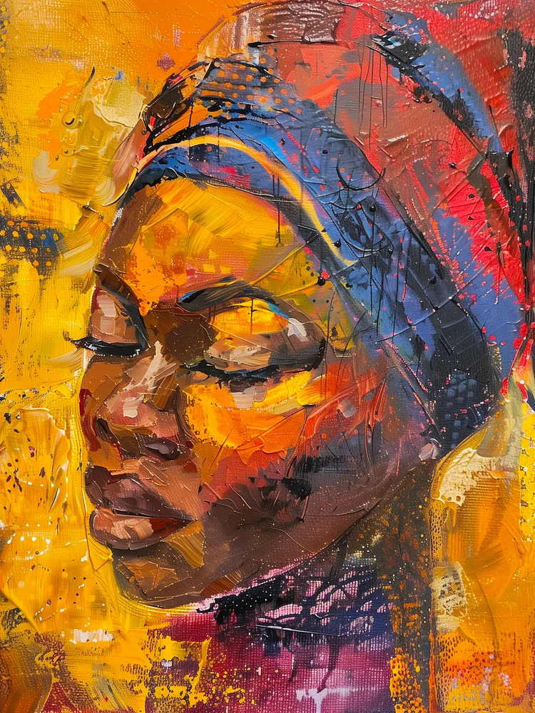 Tablou canvas: Portret African în Nuante Intense - Thumbnail 2