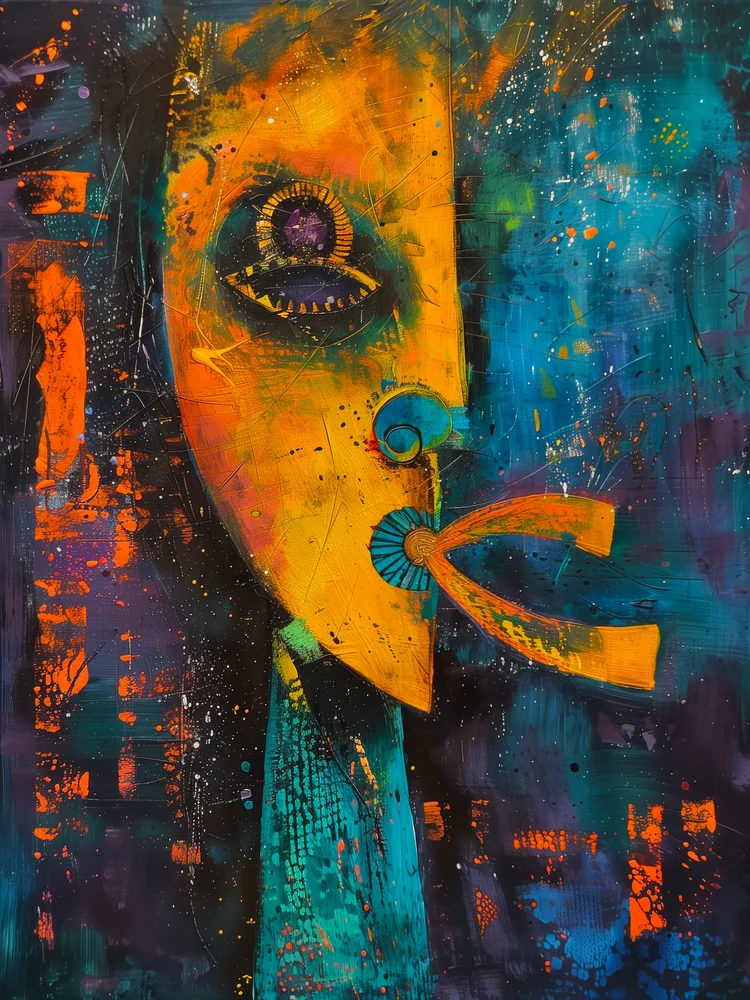 Tablou canvas: Portret Abstract Inspirat de Cultura Africană - Thumbnail 2