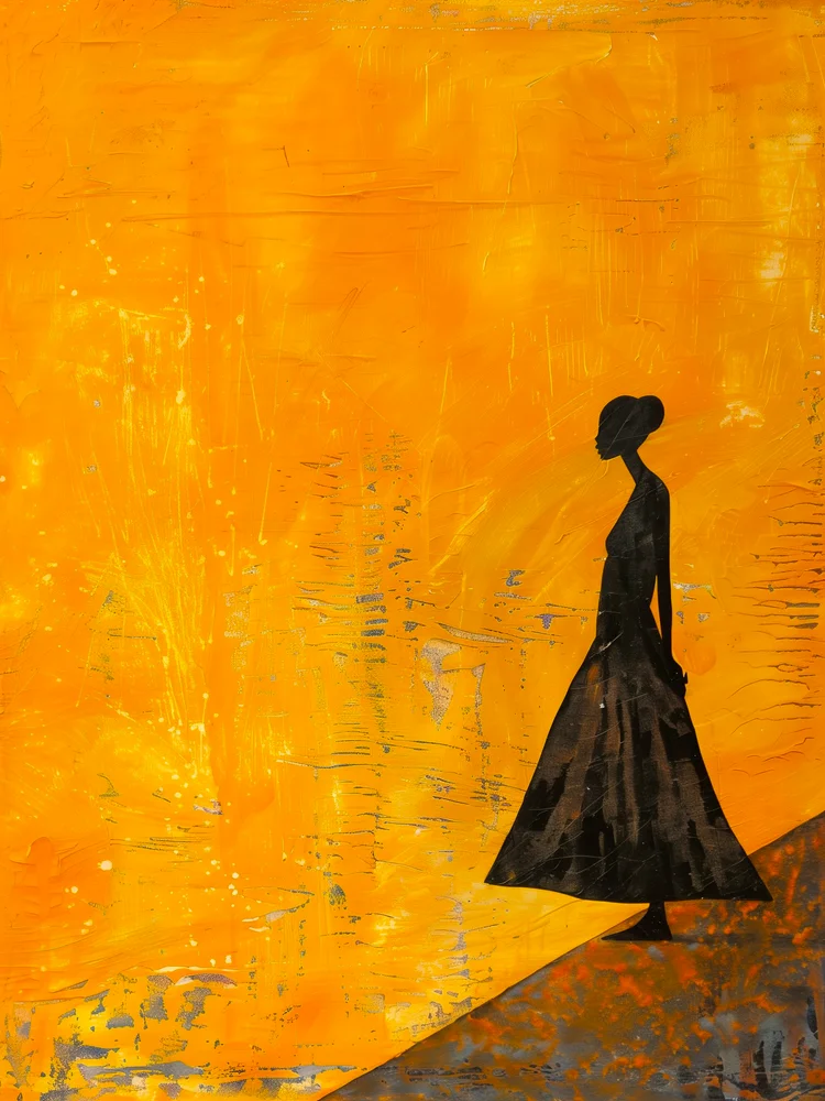 Tablou canvas: Siluetă Elegantă pe Fundal Galben - Thumbnail 2