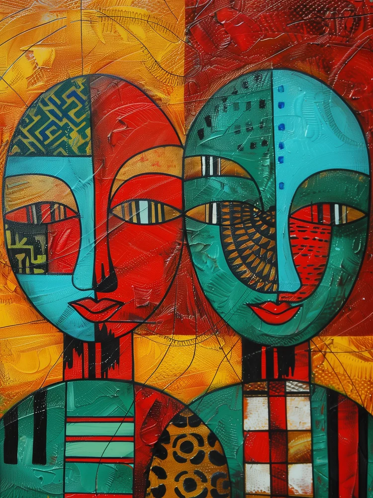 Tablou canvas: Portret Abstract din Cultură Africană - Thumbnail 2