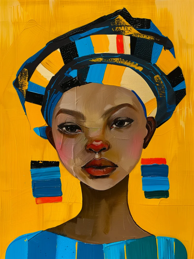 Tablou canvas: Portret Feminin cu Accente Africane - Thumbnail 2