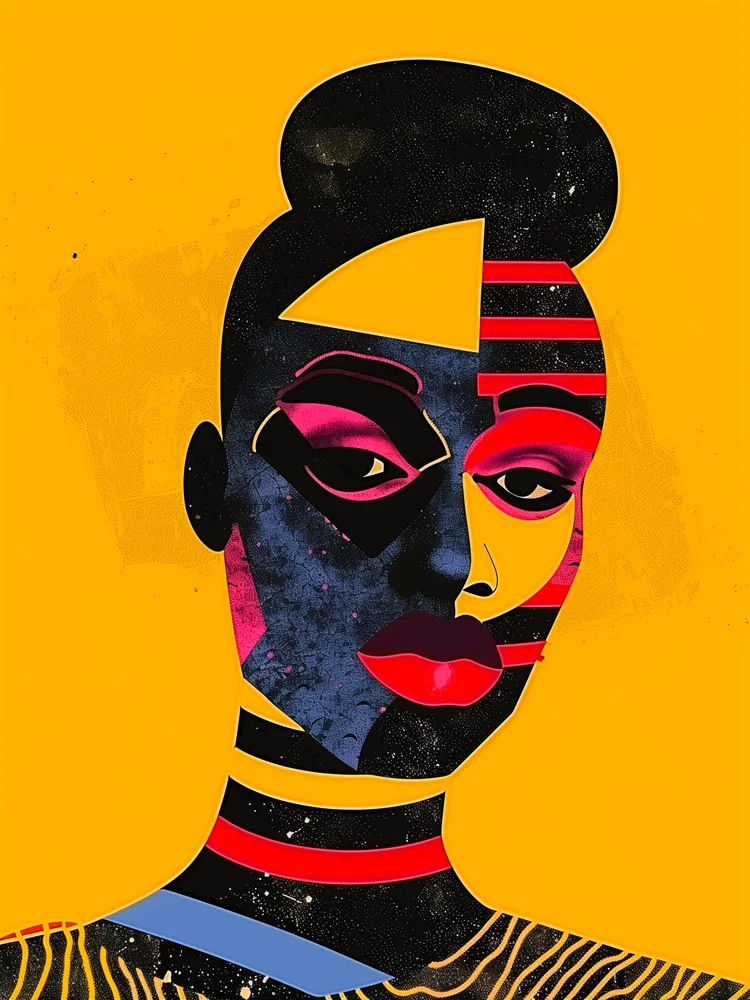 Tablou canvas: Portret Abstract cu Motive Africane (2) - Thumbnail 2