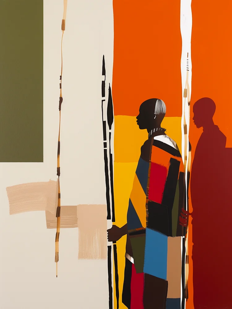 Tablou canvas: Siluețe Africane în Tonuri Vii - Thumbnail 2