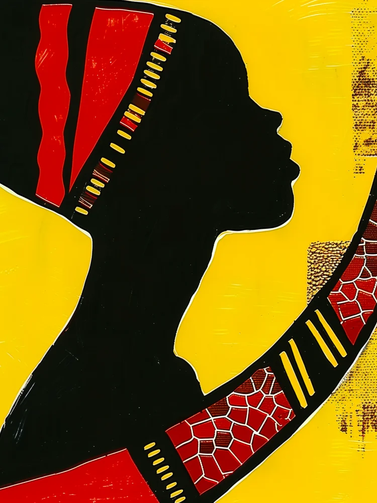 Tablou canvas: Siluetă Africană pe Fundal Galben - Thumbnail 2