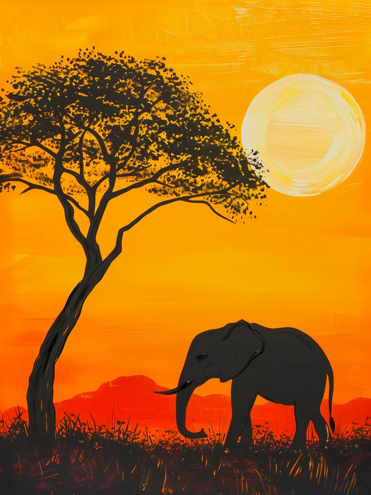 Tablou canvas: Elefant în Peisaj African la Apus - Thumbnail 2