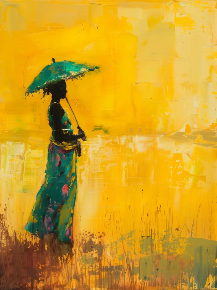 Tablou canvas: Siluetă Africană pe Fundal Galben (2) - Thumbnail 2