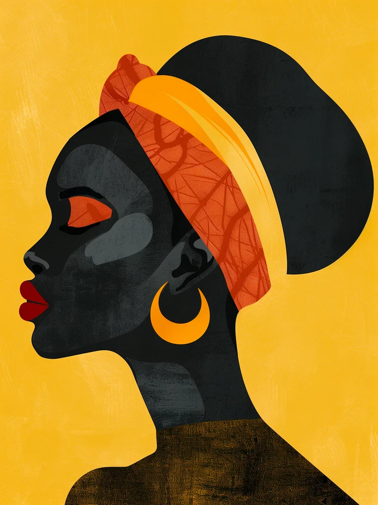 Tablou canvas: Portret de Profil în Stil African - Thumbnail 2