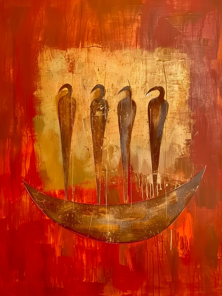 Tablou canvas: Siluete Africane pe Fundal de Apus - Thumbnail 2