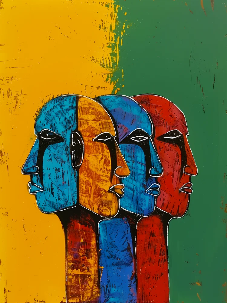 Tablou canvas: Portrete Abstracte în Stil African - Thumbnail 2