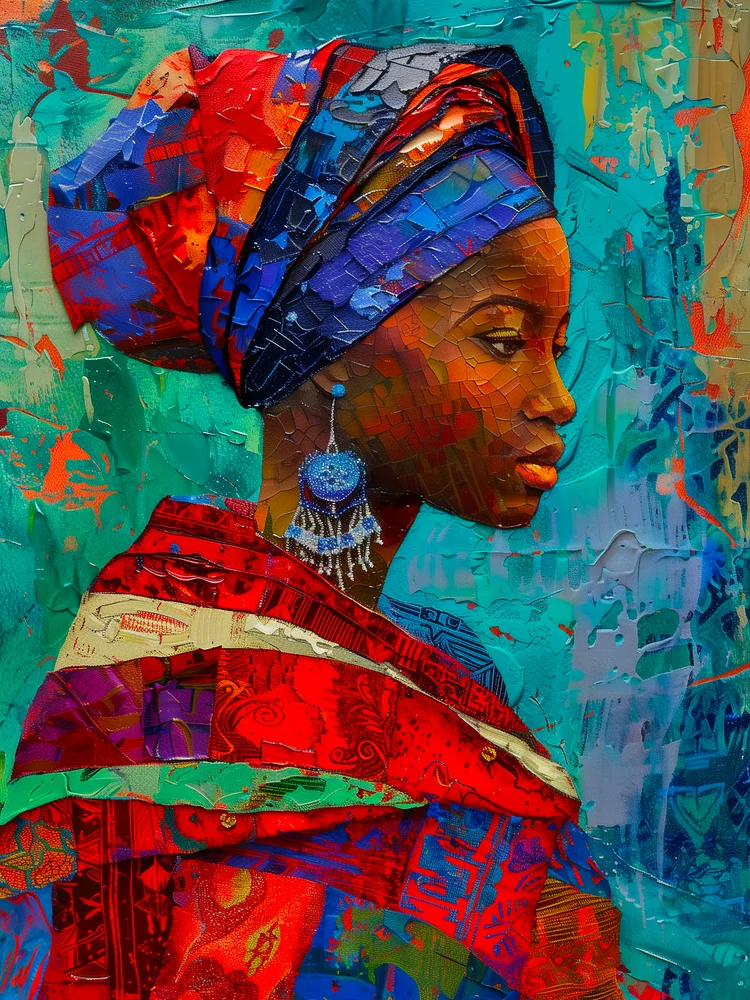 Tablou canvas: Portret African în Tonuri Vii - Thumbnail 2
