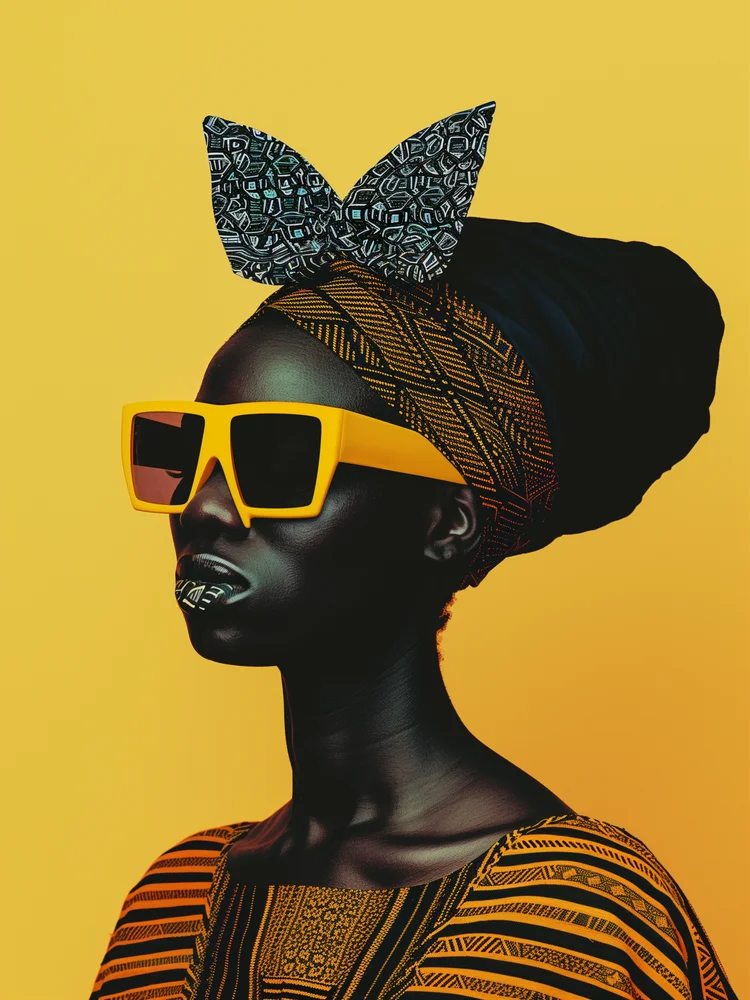 Tablou canvas: Portret Afro cu Accente Geometrice - Thumbnail 2