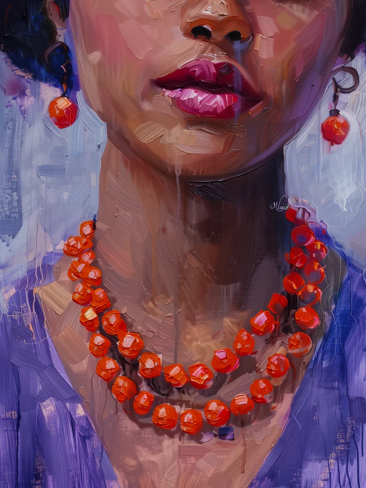 Tablou canvas: Portret Detaliat cu Margele Africane - Thumbnail 2