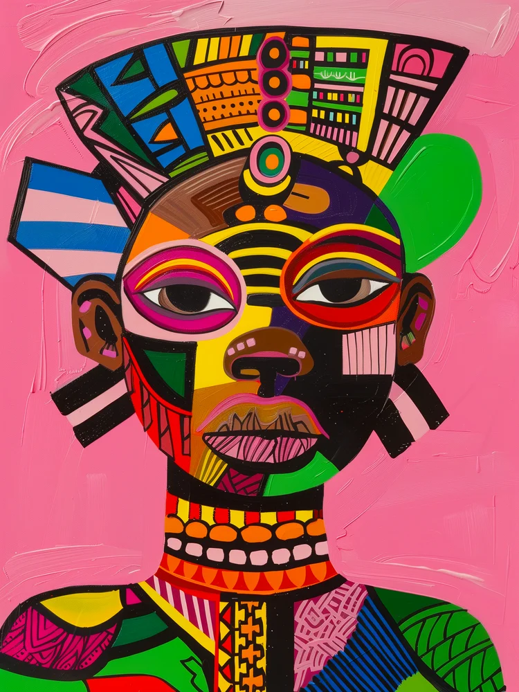 Tablou canvas: Portret African în Culori Vibrante 3 - Thumbnail 2