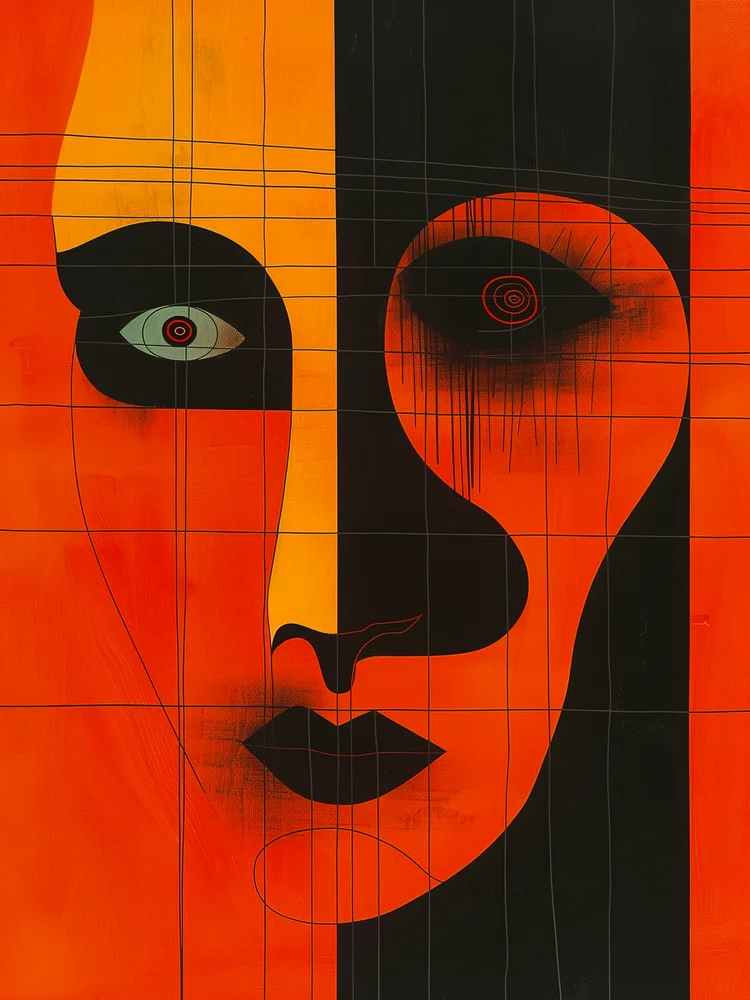 Tablou canvas: Portret Abstract în Tonuri Africane - Thumbnail 2