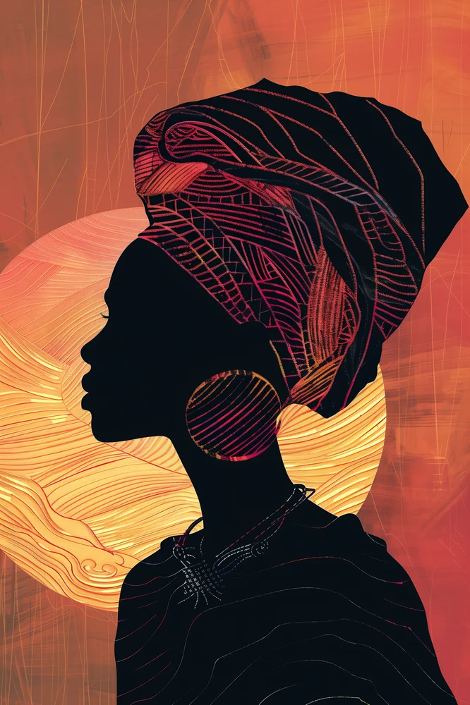 Tablou canvas: Siluetă Africană cu Turban Colorat - Thumbnail 2