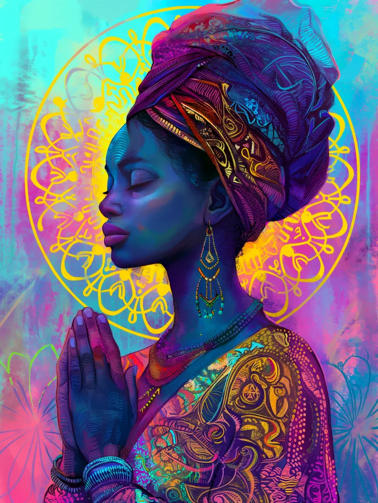 Tablou canvas: Portret African în Culori Vibrante 4 - Thumbnail 2