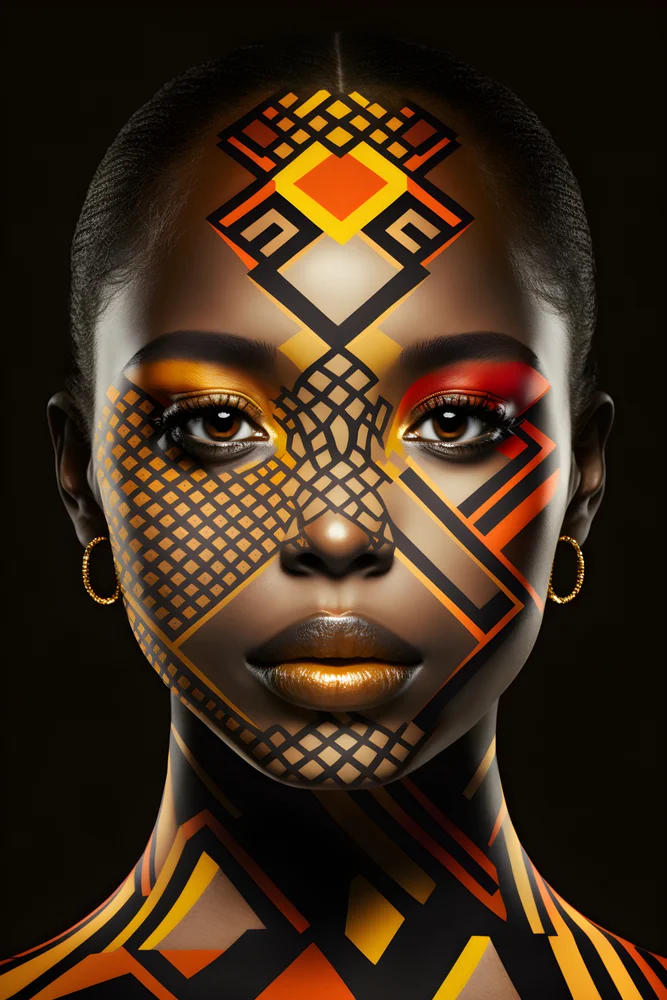 Tablou canvas: Portret Geometric Cultural African - Thumbnail 2