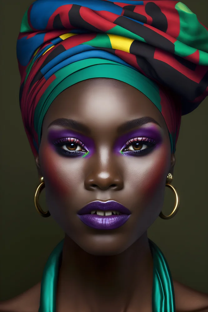 Tablou canvas: Portret Vibrant cu Turban Multicolor (2) - Thumbnail 2