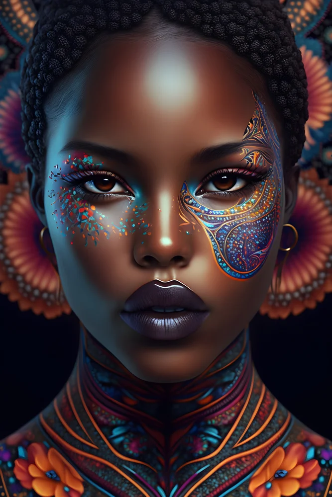 Tablou canvas: Portret Cultural African în Detalii Vibrante - Thumbnail 2