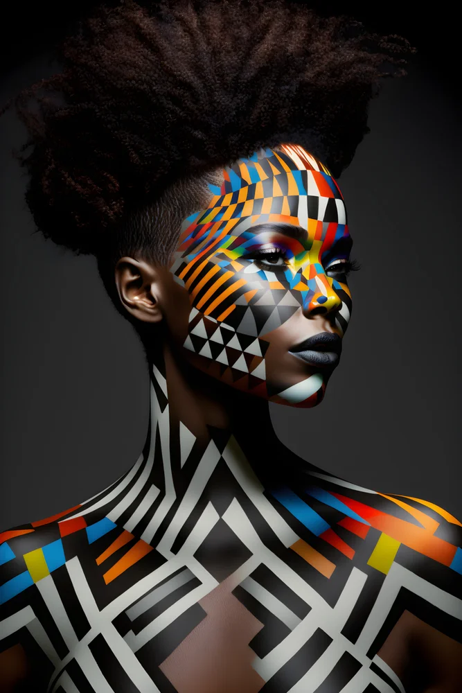 Tablou canvas: Portret Colorat cu Motive Africane - Thumbnail 2