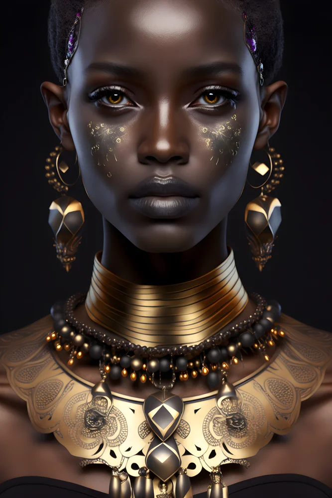 Tablou canvas: Portret Regal cu Bijuterii Aurii - Thumbnail 2