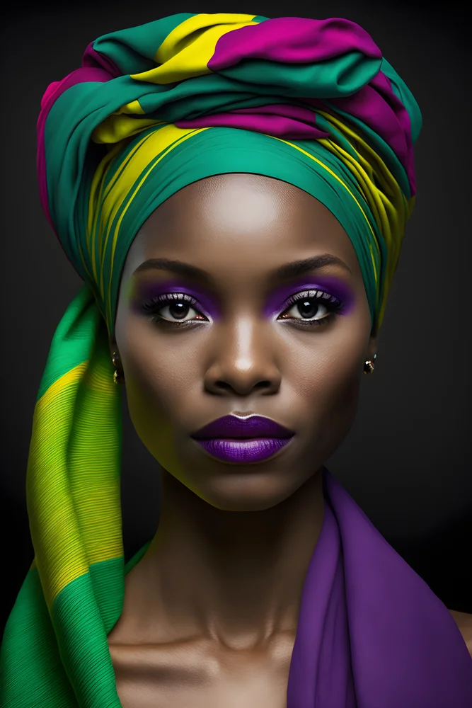 Tablou canvas: Portret Vibrant cu Turban African (2) - Thumbnail 2