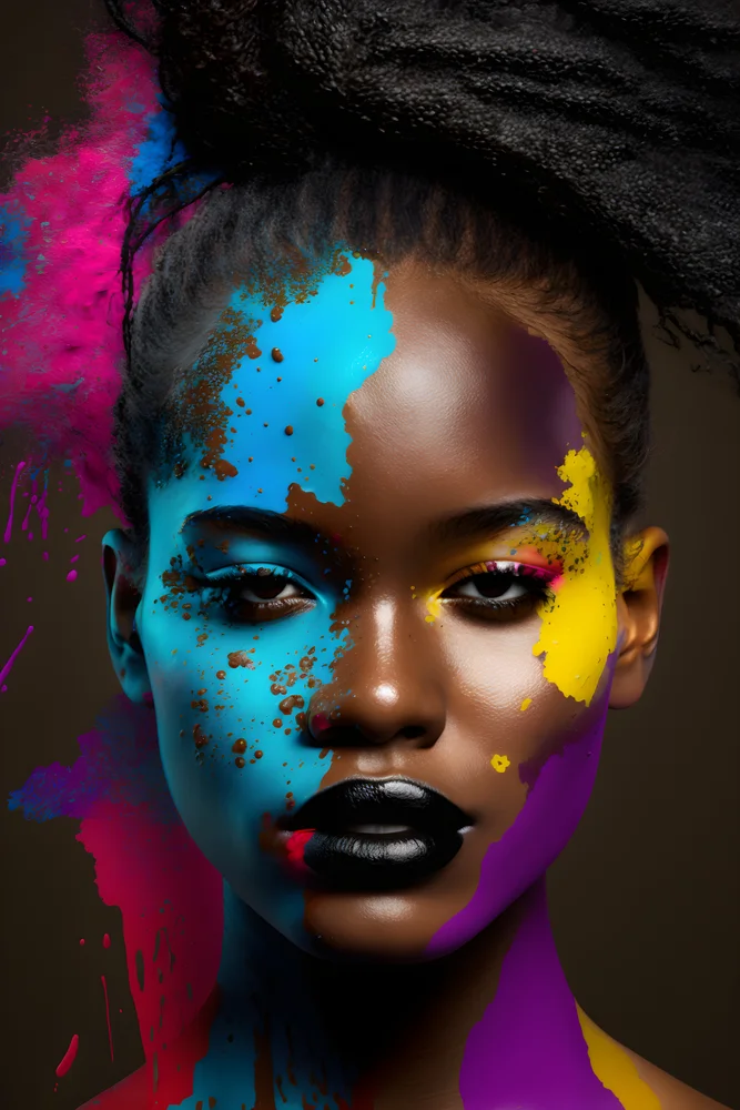 Tablou canvas: Portret Vibrant cu Influențe Africane - Thumbnail 2