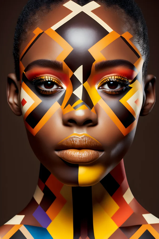 Tablou canvas: Portret Geometric în Stil African - Thumbnail 2