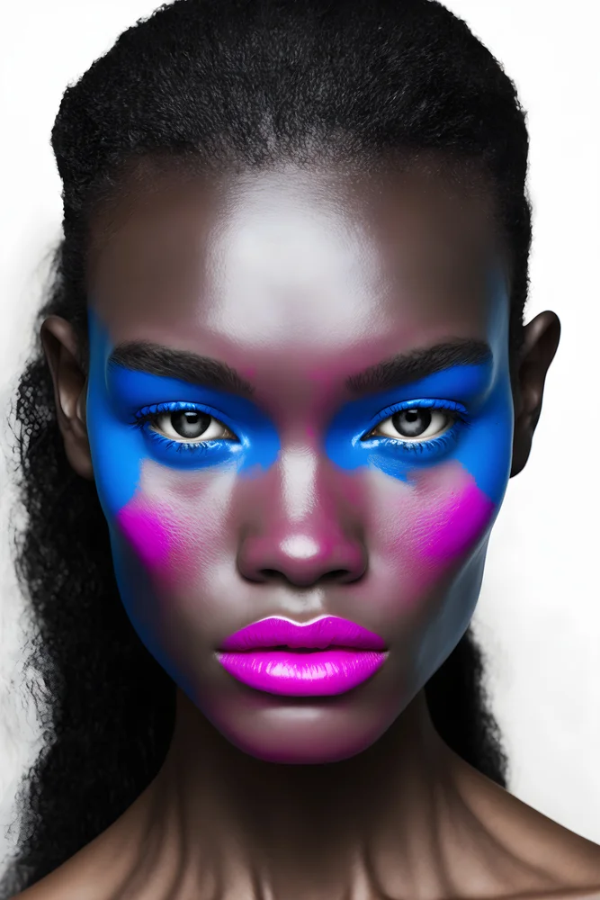 Tablou canvas: Portret African cu Machiaj Într-o Explozie de Culoare - Thumbnail 2