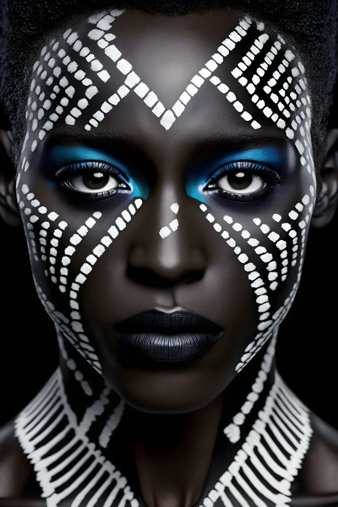 Tablou canvas: Portret cu Motive Africane Moderne - Thumbnail 2