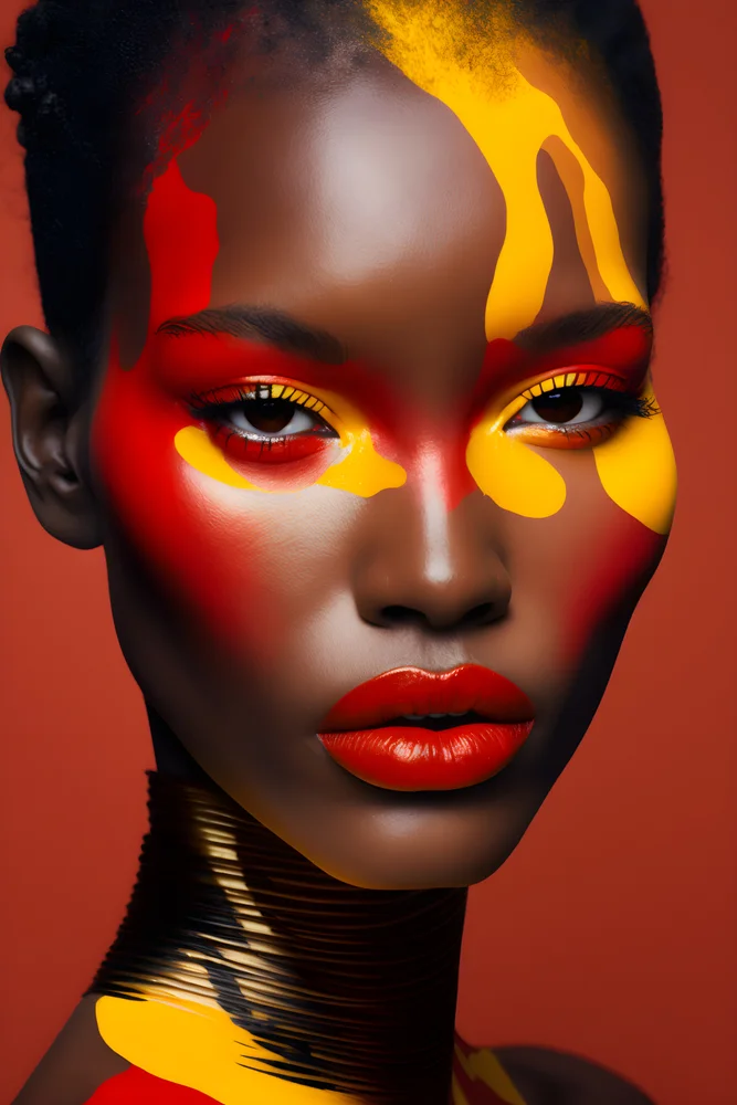 Tablou canvas: Portret Vibrant cu Elemente Africane - Thumbnail 2