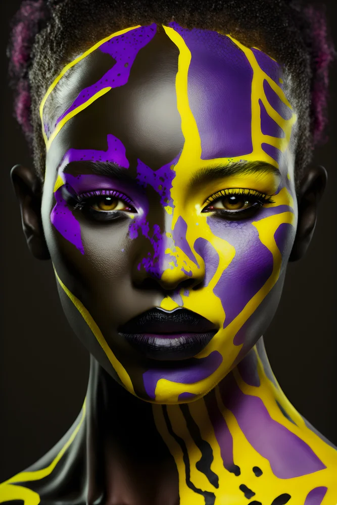 Tablou canvas: Portret Abstract cu Elemente Africane - Thumbnail 2