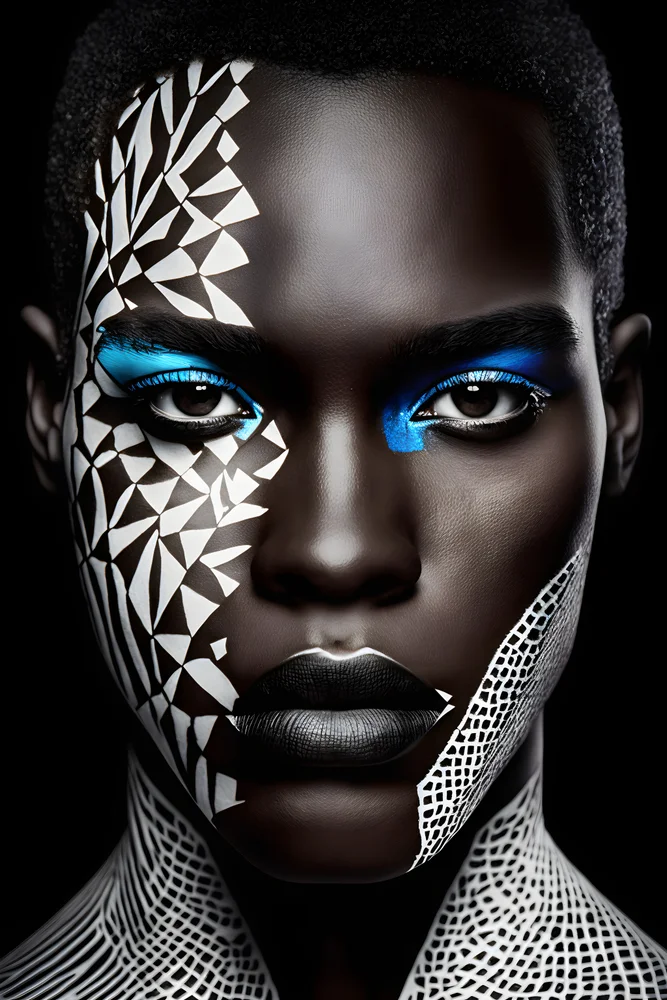 Tablou canvas: Portret Artistic cu Elemente Tribale - Thumbnail 2