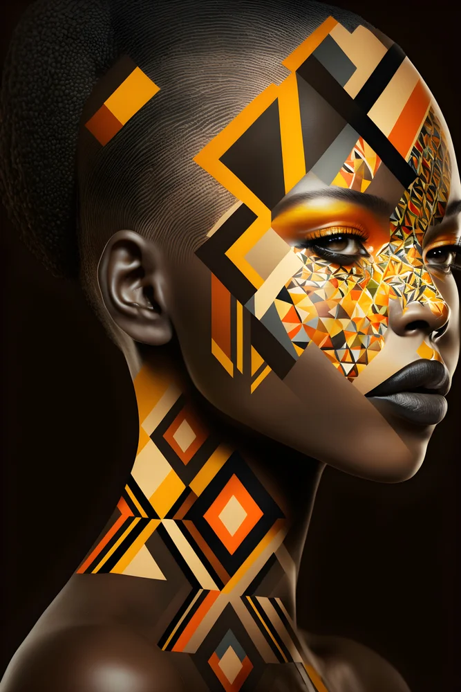 Tablou canvas: Portret Abstract cu Motive Africane 2 - Thumbnail 2