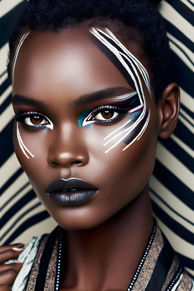 Tablou canvas: Portret Artistic cu Elemente Africane - Thumbnail 2