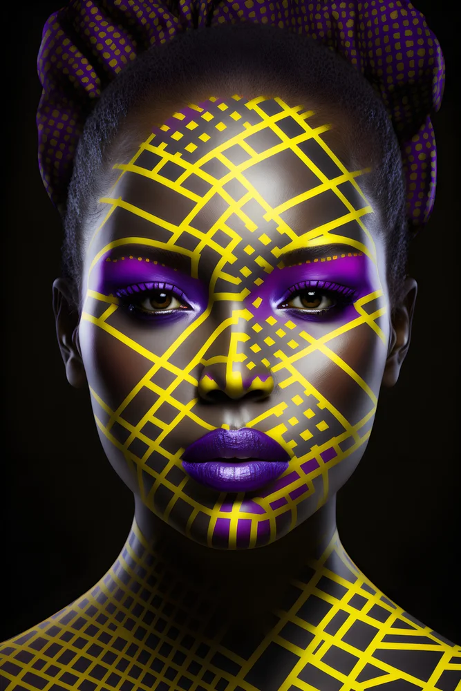 Tablou canvas: Portret Geometric în Tonuri Vibrante (2) - Thumbnail 2