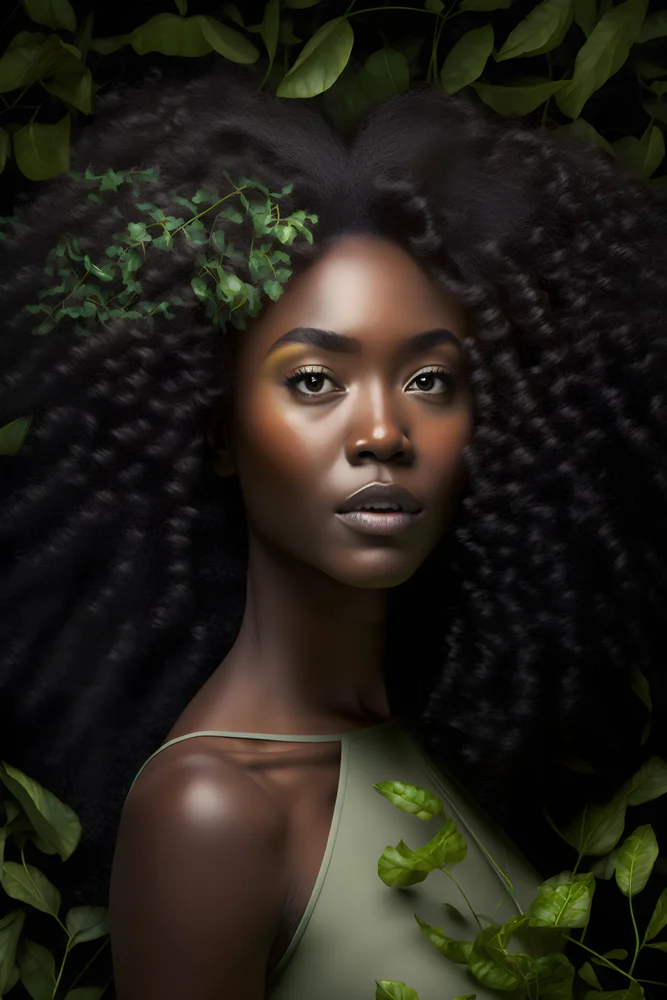 Tablou canvas: Portret Cultural African cu Elemente Naturale - Thumbnail 2