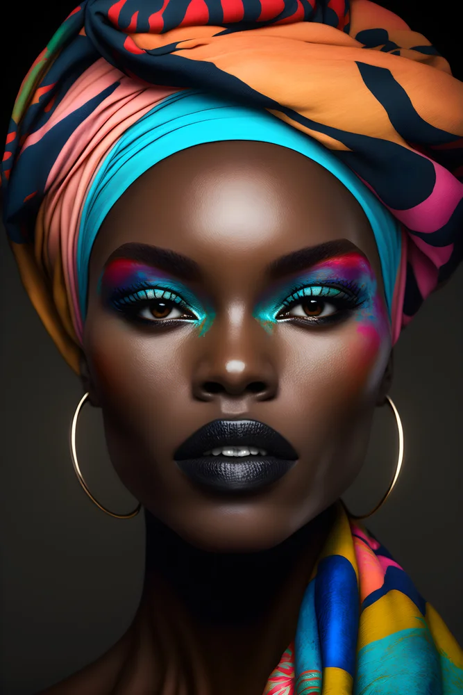 Tablou canvas: Portret Vibrant cu Turban African 2 - Thumbnail 2