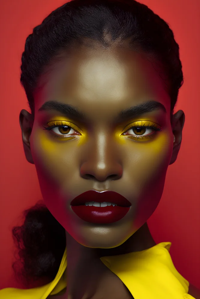 Tablou canvas: Portret Artistic African în Tonuri Intense - Thumbnail 2