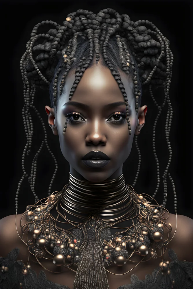 Tablou canvas: Portret Regal cu Accente Africane - Thumbnail 2