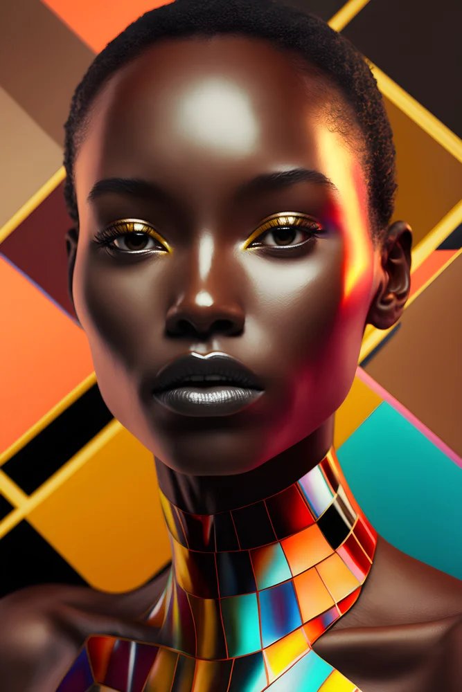 Tablou canvas: Portret Contemporan cu Accente Africane - Thumbnail 2