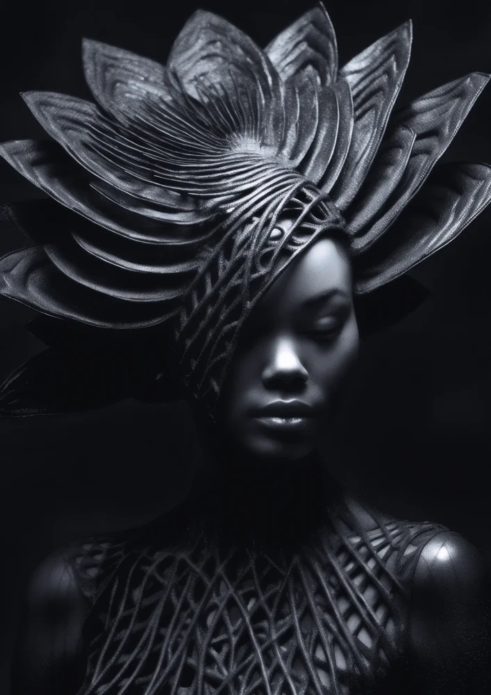 Tablou canvas: Portret Modern cu Elemente Florale - Thumbnail 2