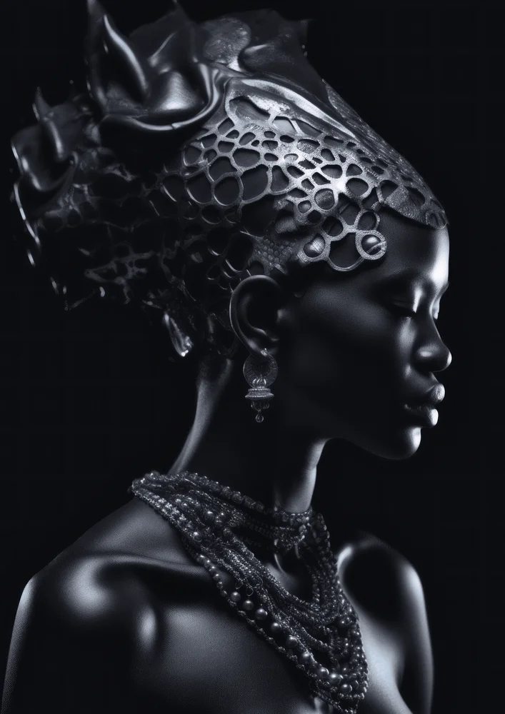 Tablou canvas: Portret Monocrom al Madonei Negre - Thumbnail 2