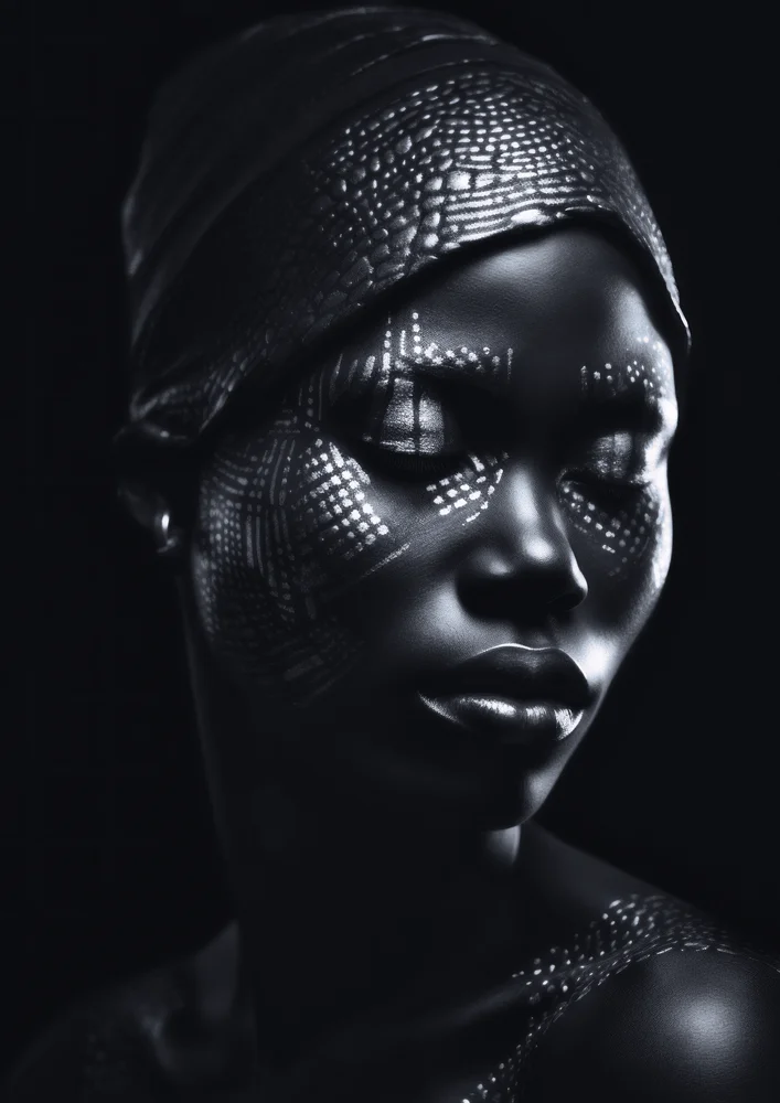 Tablou canvas: Portret Artistic cu Motive Geometrice - Thumbnail 2