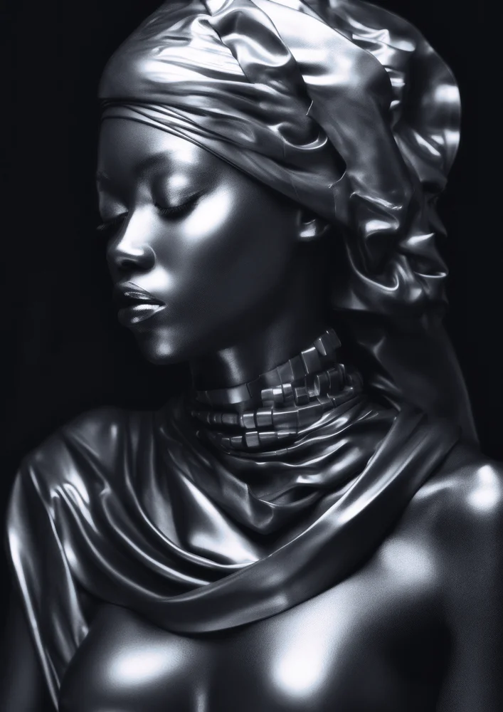 Tablou canvas: Portret Metalizat al Femeii în Turban - Thumbnail 2