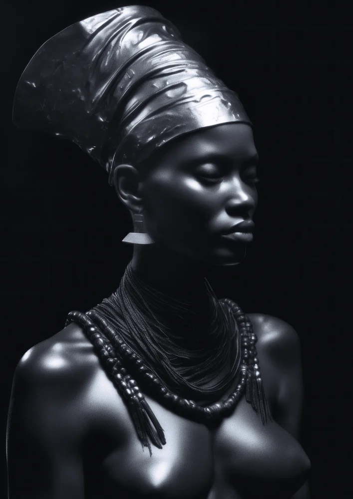 Tablou canvas: Portret Elegant în Tonuri de Argintiu - Thumbnail 2