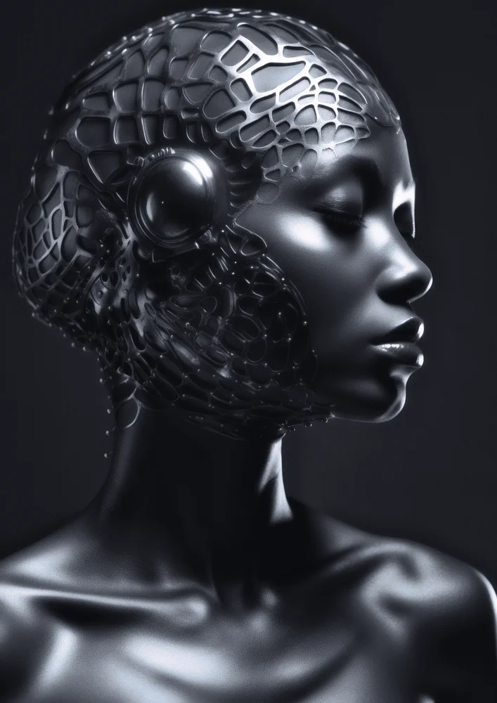 Tablou canvas: Portret Futurist în Teme Metalice - Thumbnail 2