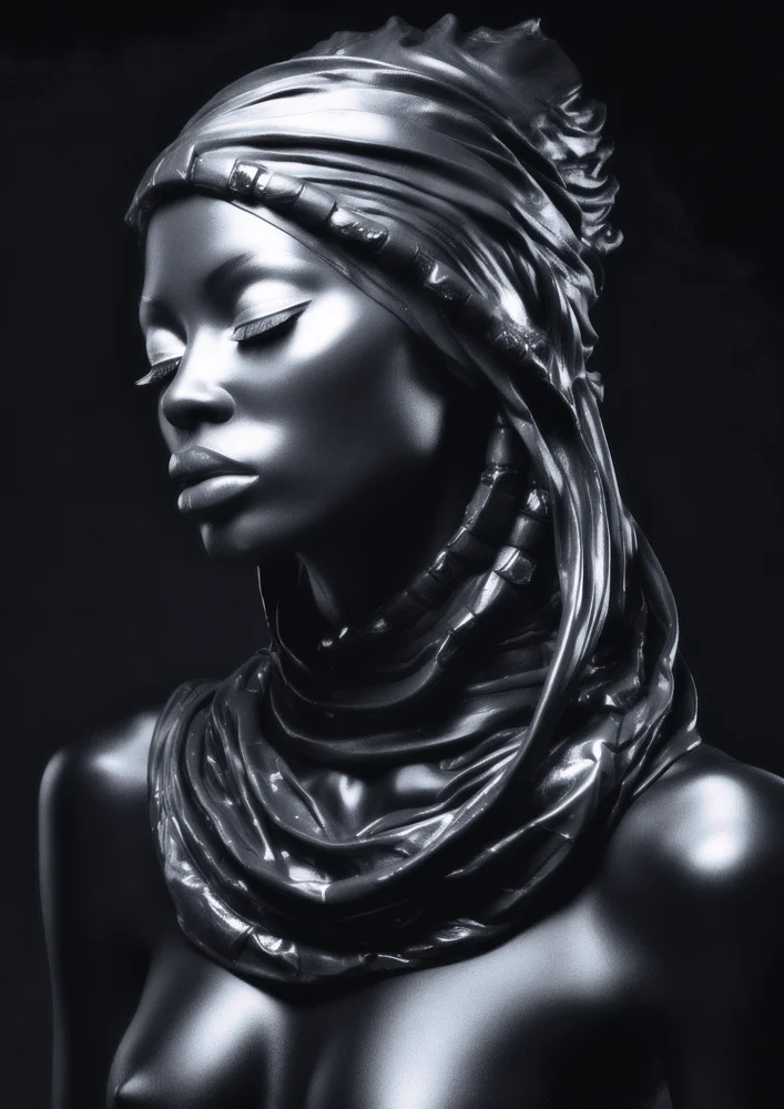 Tablou canvas: Portret în Tonuri Metalice - Thumbnail 2